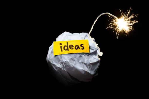 Creativity Idea concept. Crumpled paper with IDEAS words. . Ideas for Brainstorming and creative, Big innovative idea, Future of creativity and thinking stock photo