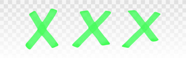 istock Green highlighter crosses set isolated on transparent background. Marker pen highlight underline cross. Vector hand drawn graphic stylish element 1314713724
