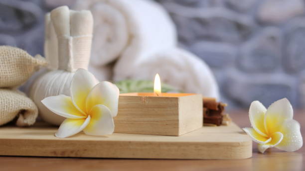 istock Spa accessories,Beautiful composition of spa , spa relax concept,  herbs for massage, beautiful sap set on wood table,close up of Plumeria Spa 1314716091