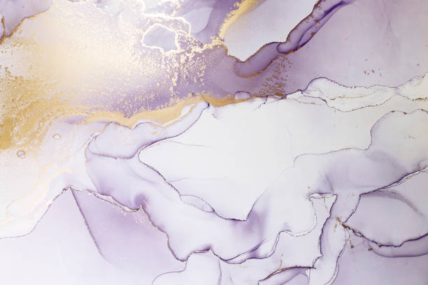 istock Indigo and gold color abstract hand painted alcohol ink texture 1314719418