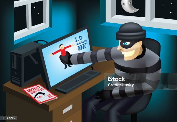 Fraudster Взлома — стоковая векторная графика и другие изображения на тему Взломщик - Взломщик, Маска, Безопасность сети