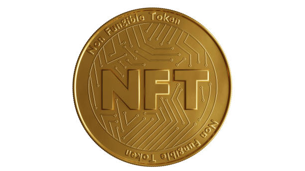 Nft - non fungible token concept. 3d render - Coin with inscription NFT Nft - non fungible token concept. 3d render - Coin with inscription NFT. non fungible token stock pictures, royalty-free photos & images