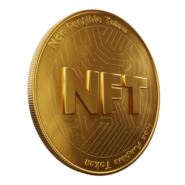 nft - 비 곰팡이 토큰 개념. 3d 렌더 - 비문 nft가 있는 동전 - token security system security internet 뉴스 사진 이미지