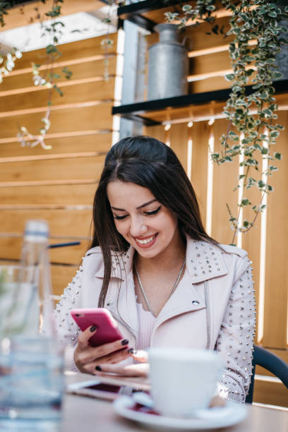 istock Woman using cellphone in a coffee shop 1314729061