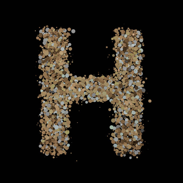 Light gold letter H on the background. 3D rendering