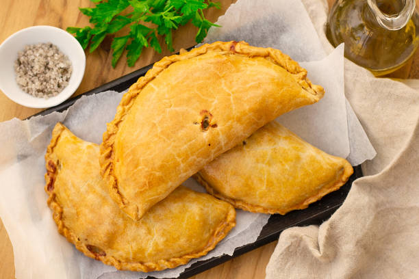 istock Savoury pastry Cornish pasty filled with chicken and potato 1314734525