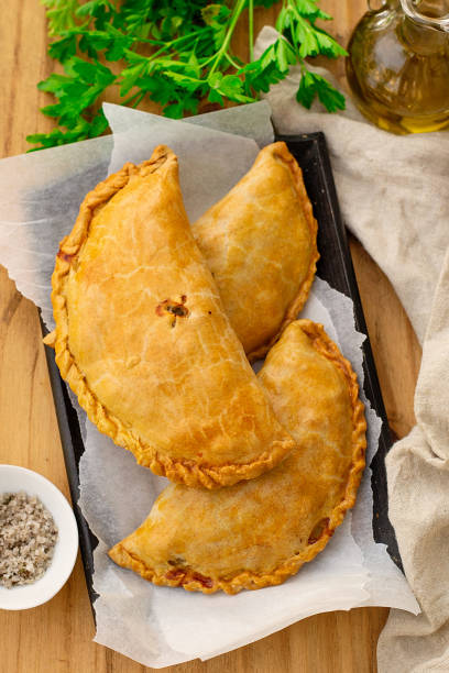 istock Savoury pastry Cornish pasty filled with chicken and potato 1314734536