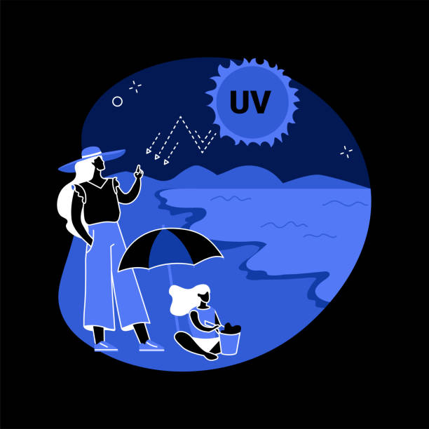 illustrations, cliparts, dessins animés et icônes de illustration abstraite de vecteur de concept de rayonnement ultraviolet. - ozone layer