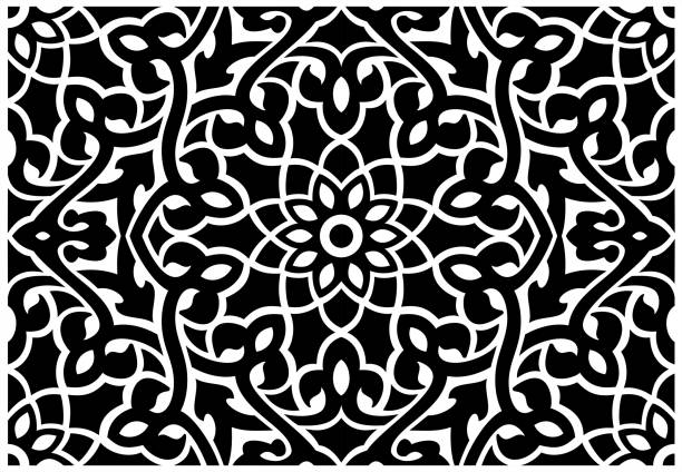 Classical floral ornament in oriental indian style Classical floral ornament in oriental indian style. Decor in vector graphics. Tattoo coloring book template background napkin fresco stock illustrations