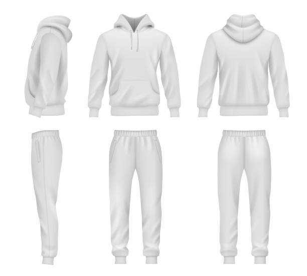 illustrations, cliparts, dessins animés et icônes de sportswear. sweat à capuche maquette survêtement pour hommes modèles vectoriels décents - sports uniform