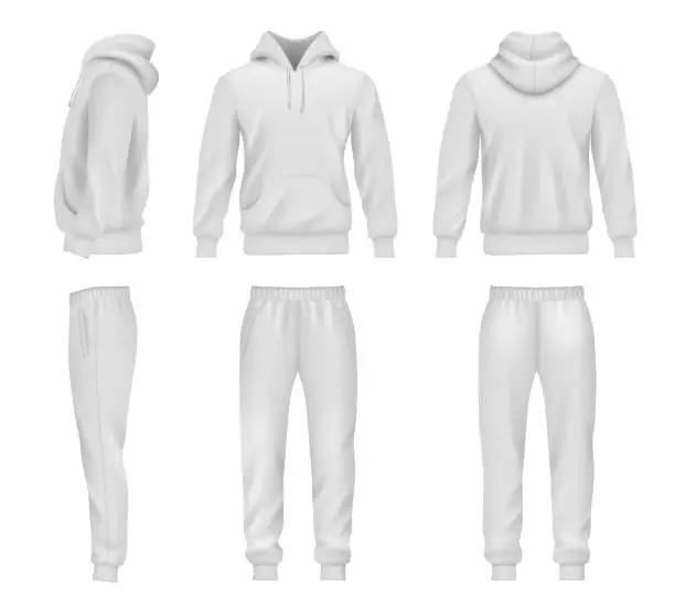 Vector illustration of Sportswear. Hoodie mockup tracksuit sweatpants for men decent vector templates