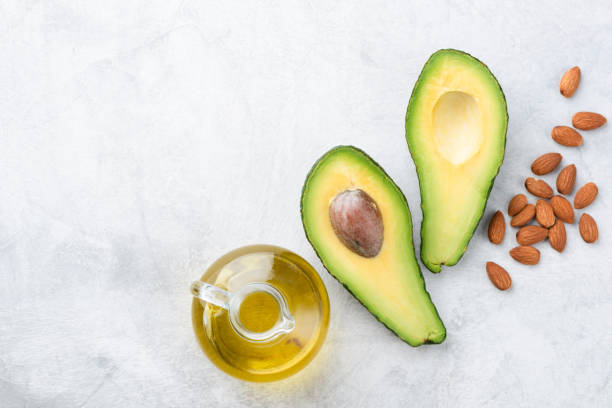 Avocado, almonds and olive oil