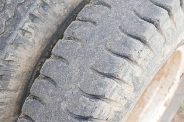 Old  tire on a car wheel.