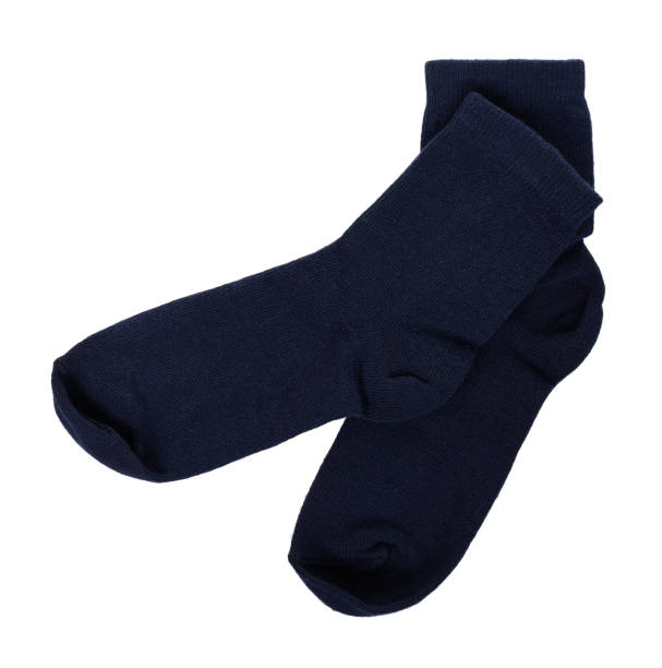 istock Dark blue cotton socks isolated on white background 1314744690