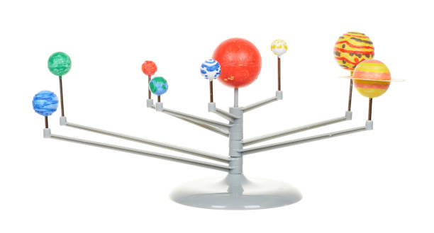 Model of solar system isolated on white background