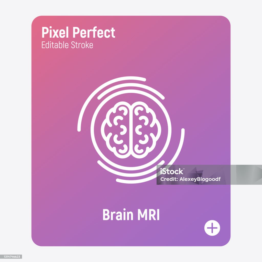 Mänsklig hjärna MRI skanna tunn linje ikon. Medicinsk utrustning för onkologidetektering. Perfekt pixel, redigerbar linje. Vektor illustration.survey. - Royaltyfri EEG vektorgrafik