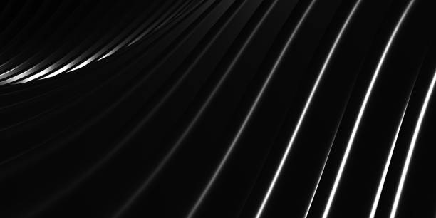 istock Parallel lines Black plastic tube texture Black curve distorted shape Modern abstract 3d illustration 1314749304