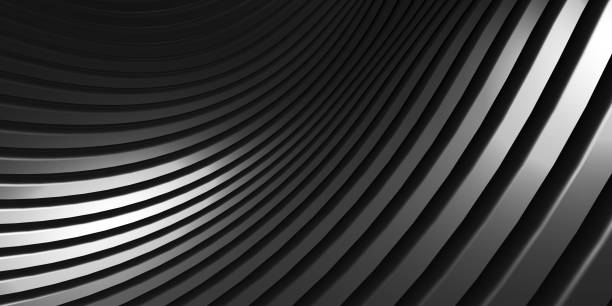 istock Parallel lines Black plastic tube texture Black curve distorted shape Modern abstract 3d illustration 1314749309
