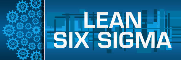 Lean Six Sigma Blue Left Gears Circular Horizontal stock photo