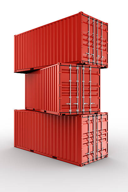 Stacked shipping container 3d rendering of 3 stacked shipping containers cargo container container open shipping stock pictures, royalty-free photos & images