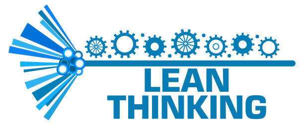 Lean Thinking Gears Symbols Top Blue Graphics Text stock photo