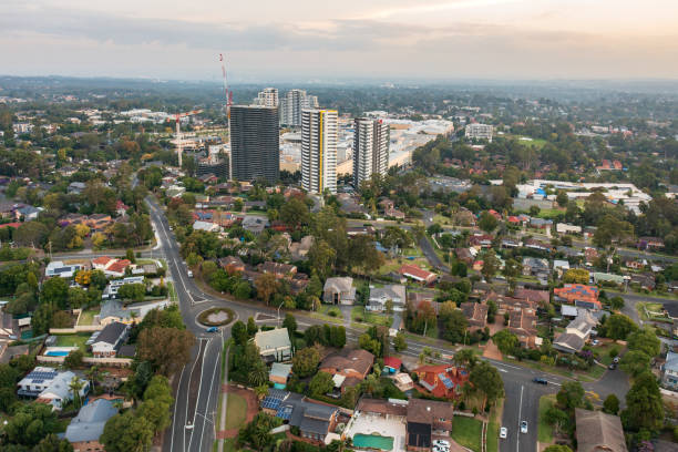 istock Aerial view of development at Castle Hill, Australia 1314758349