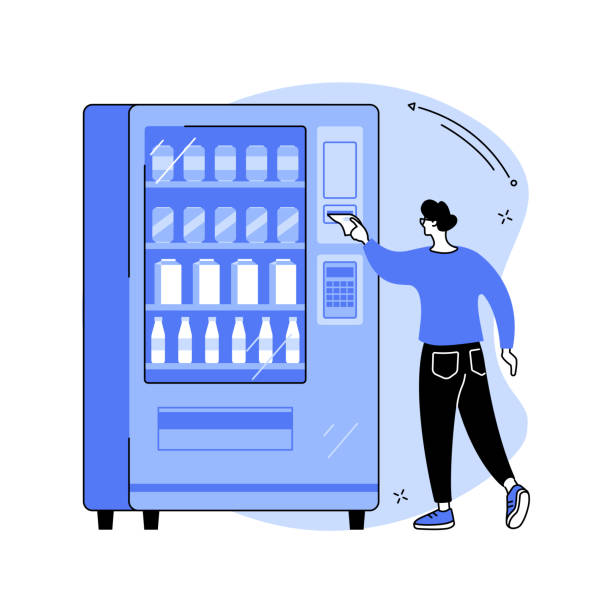 automat abstrakcyjna koncepcja wektor ilustracji. - vending machine selling machine snack stock illustrations