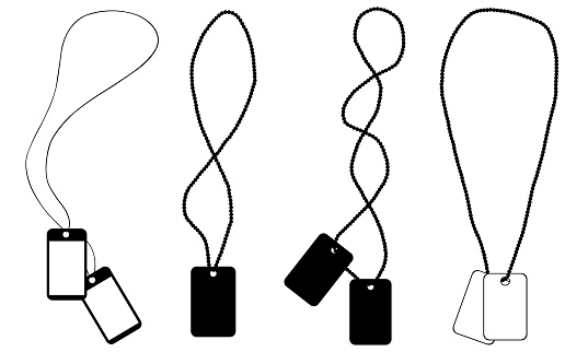 set of different dog tags isolated