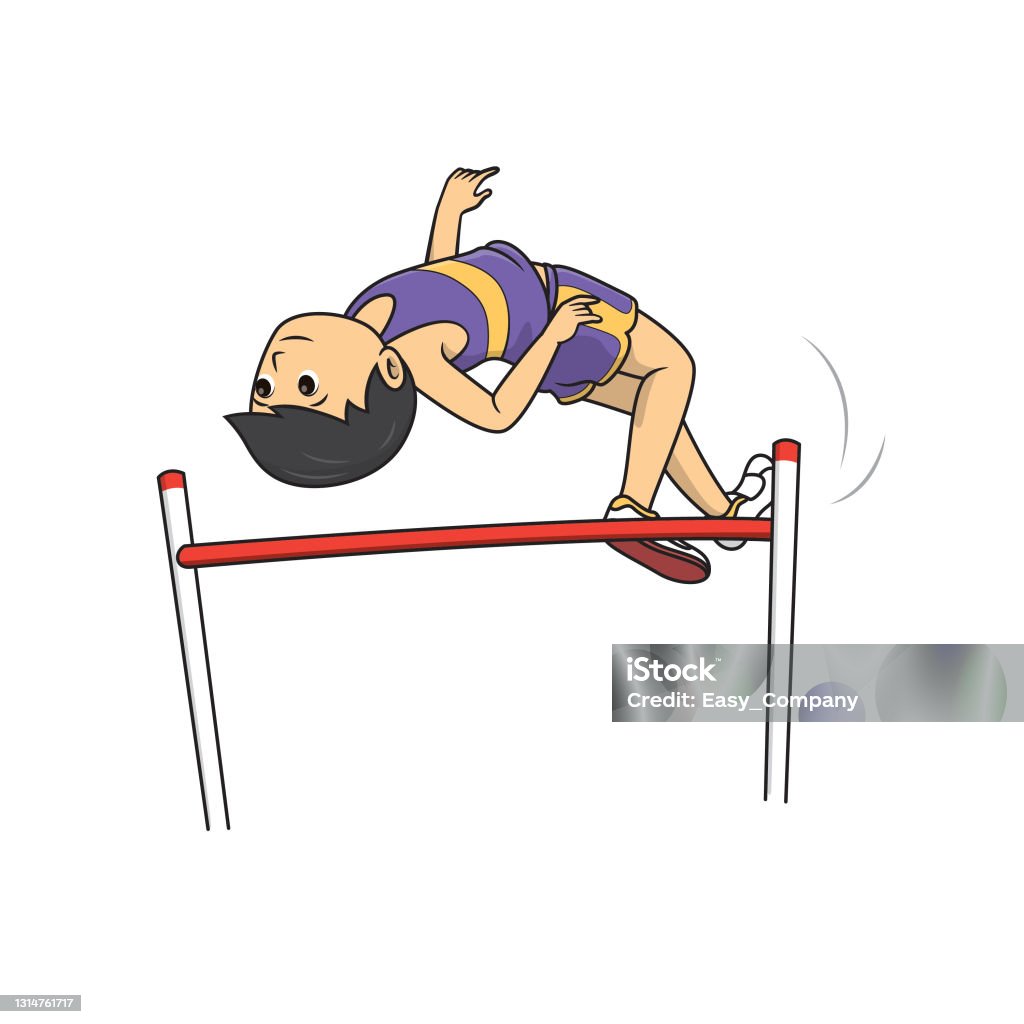 Vector Illustration Of Athletic High Jump Field Event Sport Game Isolated  On White Background Sport Competition Or Training Concepts Kids Coloring  Page Color Cartoon Character Clipart Stock Illustration - Download Image  Now -