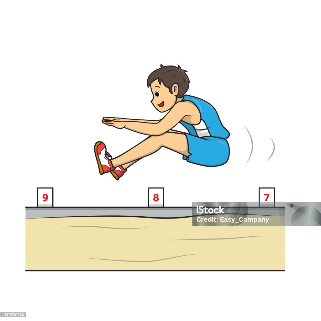 Vector Illustration Of Athletic Long Jump Field Event Sport Game Isolated  On White Background Sport Competition Or Training Concepts Kids Coloring  Page Color Cartoon Character Clipart Stock Illustration - Download Image  Now -