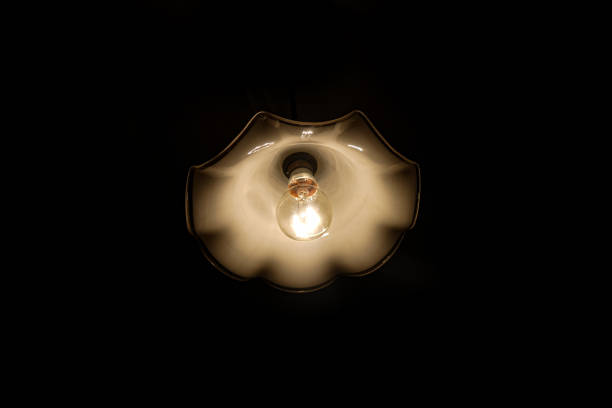 istock Old tungsten light bulb in the dark 1314761786