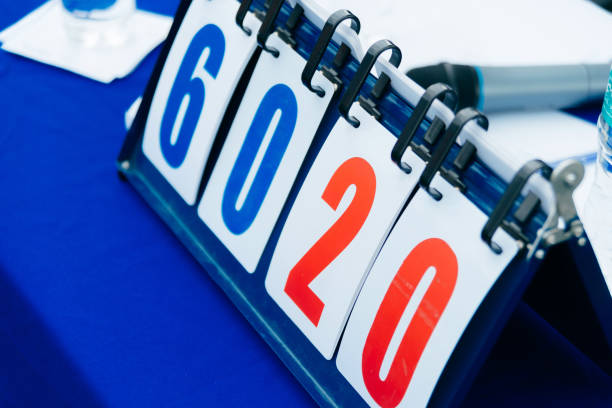 istock Photo of table board points sport concept, score board 1314762389