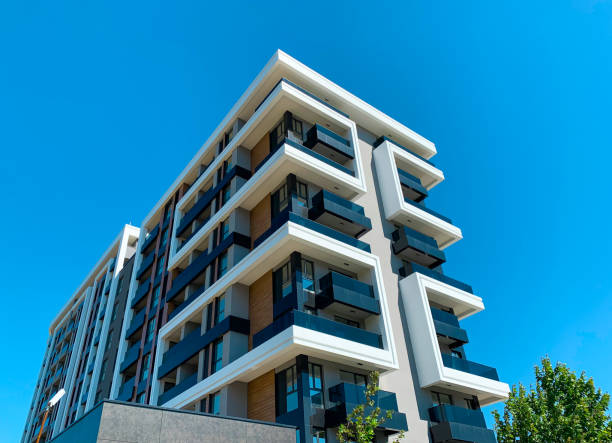 istock Modern residential building with flats. Contemporary multi store architecture  planned for dwellings and offices. 1314763426