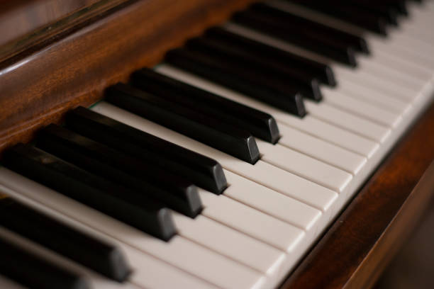 istock Piano, piano keys. Piano close-up. Blurred background 1314765979