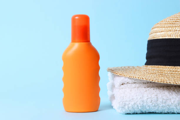 istock sunscreens on a colored background close-up. Sun protection for skin, 1314771664