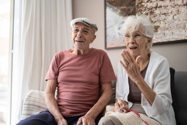 istock Senior couple doing a video call at home 1314772530