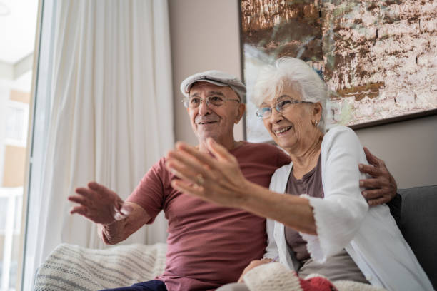 istock Senior couple doing a video call at home 1314772646