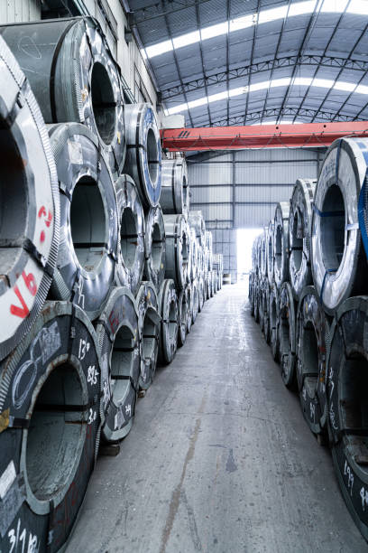 istock stacked metal in warehouse 1314774109