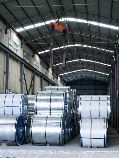 istock stacked metal in warehouse 1314774547
