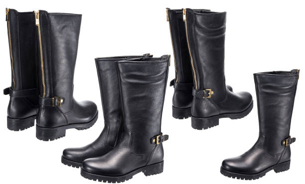 istock autumn-spring leather women's boots with zipper on heel 1314780315