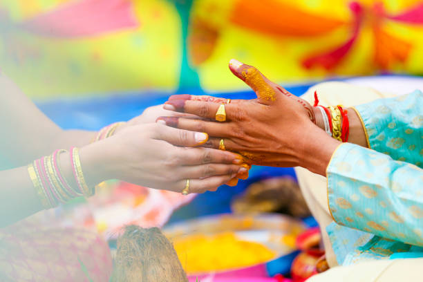istock Traditional wedding ceremony in Hinduism: haldi ceremony 1314780903