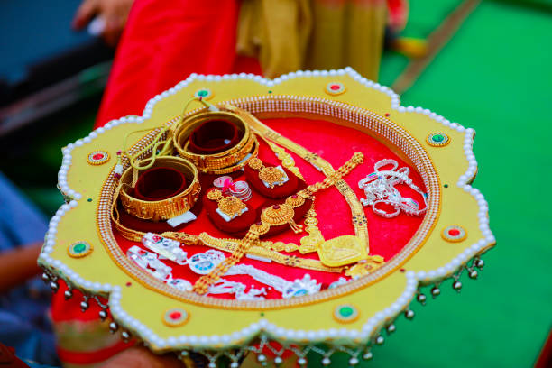 istock Bangles and Golden necklace set for newly bride 1314781087