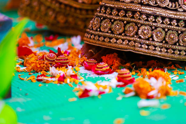 istock Indian couple hand in wedding Satphera ceremony in hinduism 1314782271