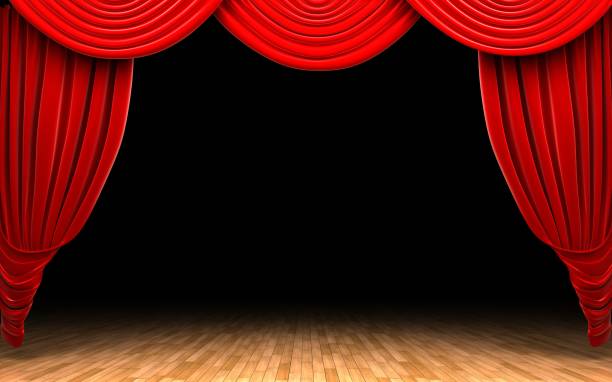 istock Red velvet curtain opening scene 131478258