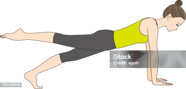 Pilates Pose Illustrationside Kick Front Back Stock Illustration - Download  Image Now - Abdominal Muscle, Adult, Adults Only - iStock