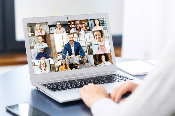 istock Computer app for video connection for many colleagues together 1314784134