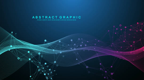 Abstract dynamic motion lines and dots background with colorful particles. Digital streaming background, wave flow. Plexus stream background. Big Data technology, vector illustration Abstract dynamic motion lines and dots background with colorful particles. Digital streaming background, wave flow. Plexus stream background. Technology vector illustration bio tech stock illustrations