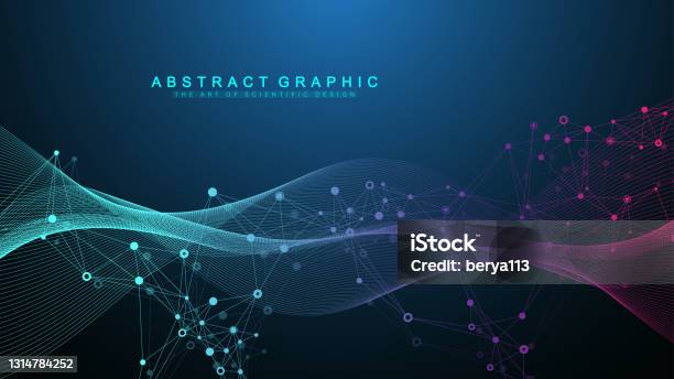 Abstract Dynamic Motion Lines And Dots Background With Colorful Particles Digital Streaming Background Wave Flow Plexus Stream Background Big Data Technology Vector Illustration Stock Illustration - Download Image Now