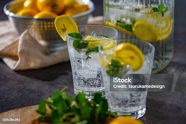 Lemon Mint And Sparkling Water Image Stock Photo - Download Image Now - Carbonated Water, No People, Tasting