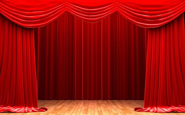 istock A red velvet curtain opened on a stage 131478552